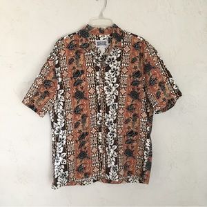 VTG MEN'S ISLAND STYLE DESIGNS SEAHORSE TURTLE FISH FLORAL HAWAIIAN SHIRT LARGE